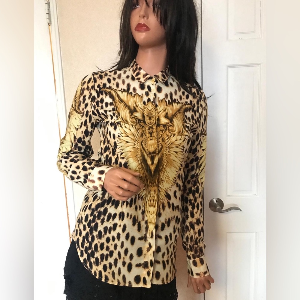 Just Cavalli animal print button down shirt. NWT in size M.